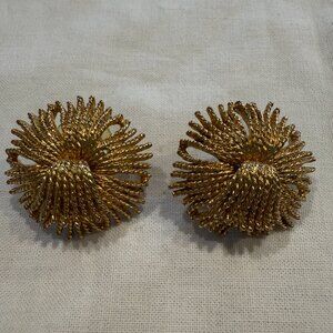 Vintage Monet Cordelia Gold Tone Pierced Earrings